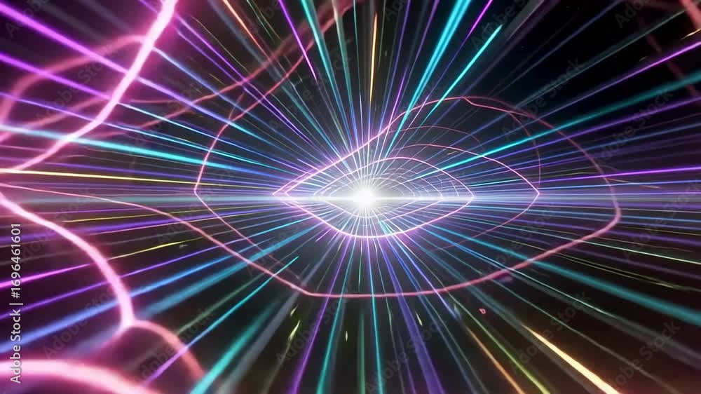 Poster abstract hyperspace tunnel light speed animation background loop for video editing and visuals