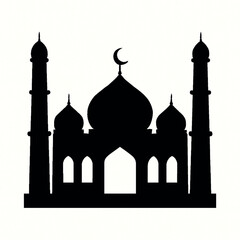PrintSilhouette of a traditional islamic mosque with minarets and dome