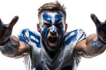 Aggressive football fan with face paint