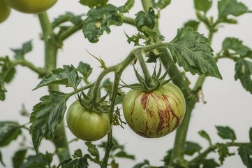 Fototapeta premium Young tomato seedlings harmed by thrips infestation