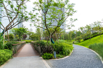 The path to Jiaozi Park in Chengdu, Sichuan Province, China