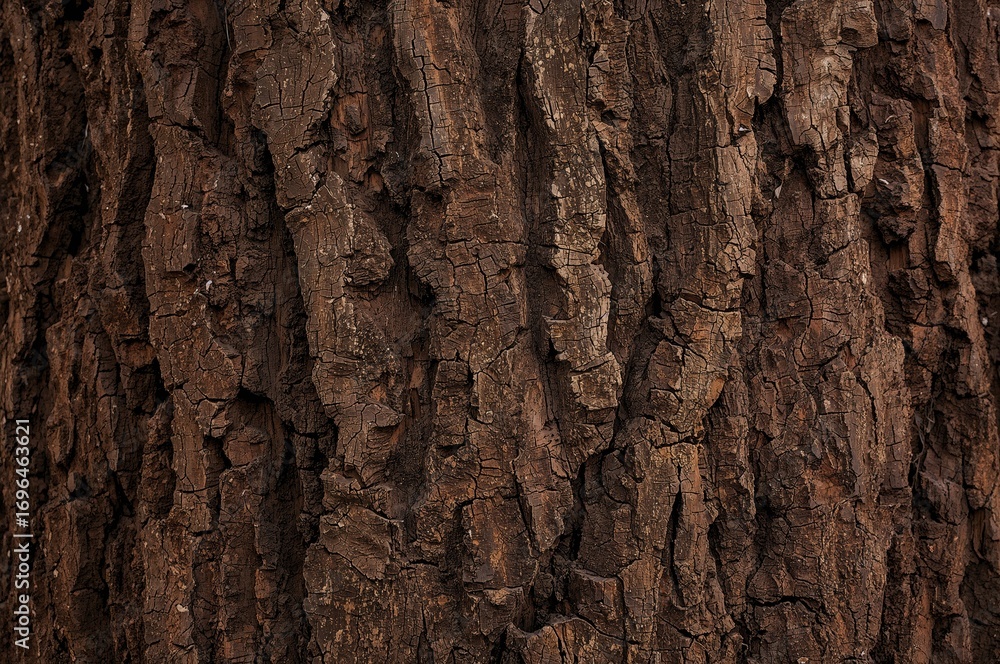 Poster close-up of aged bark on a giant tree showing intricate natural texture and patterns