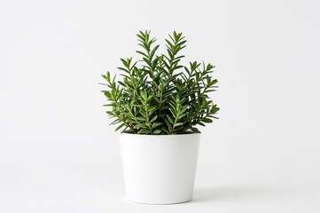Obraz premium Indoor Zamiokulkas Plant Thriving in Minimalist White Planter, Evergreen Under Bright Illumination
