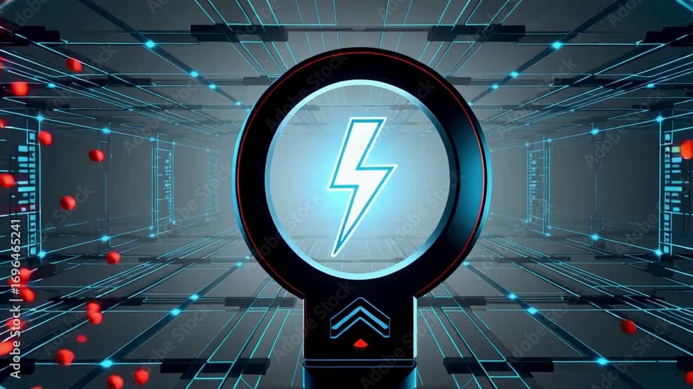 Poster energy power lightning bolt technology background animation seamless loop for presentations and vide
