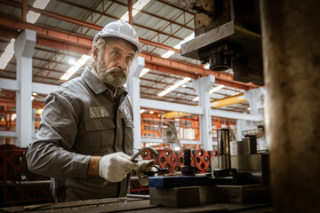 Technician industrial worker inspecting aluminum metal sheet fabricating roll check stock materials...