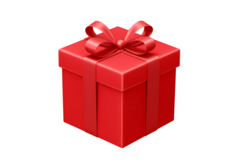 Red Gift Box with Ribbon: Festive Present, Birthday Celebration, Holiday Surprise isolated on transparent background