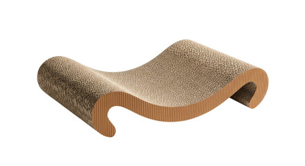A Cardboard Cat Scratcher with a Wave Shape Isolated PNG