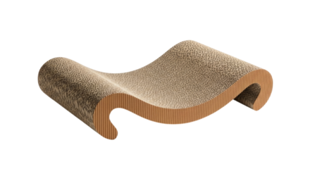 A Cardboard Cat Scratcher with a Wave Shape Isolated PNG