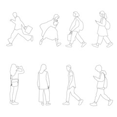 Vector illustration of a man and woman in line art.