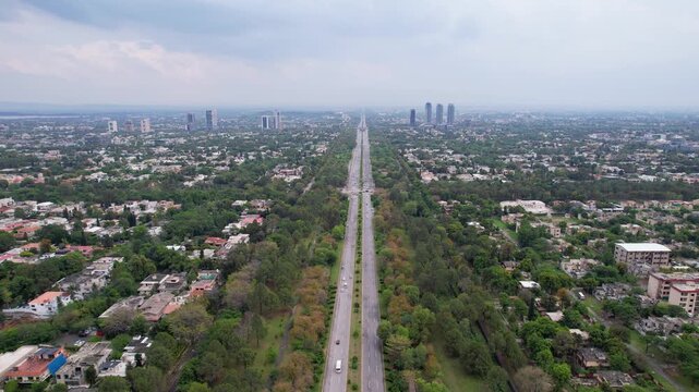 A comprehensive aerial drone video of Islamabad, featuring modern city infrastructure, highways and suburbs.