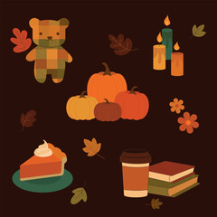 Autumn Cozy Set Vector Illustration