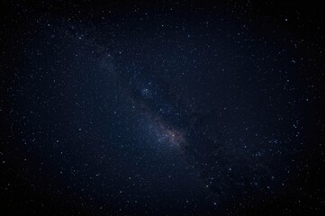 Nighttime sky in deep blue with sparkling stars and a galaxy background