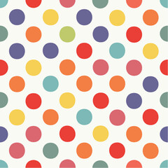 Colorful Polka Dots Pattern on White Background