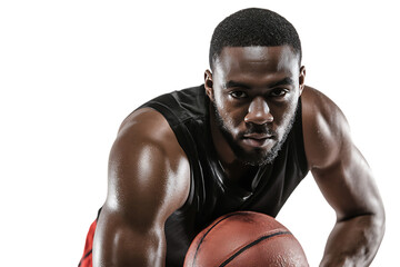 Close up of a focused basketball player.