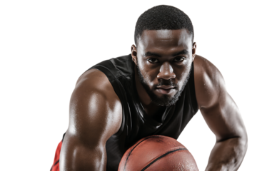 Close up of a focused basketball player.