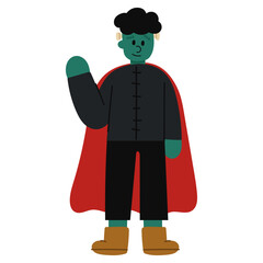 Vector cartoon illustration of a Halloween Frankenstein character. Halloween and fantasy concept.