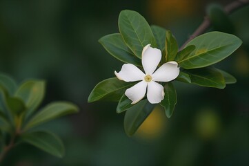 Flowering of Citrus Myrtifolia, the Myrtle-Leafed Orange Tree, on a Vibrant Green Background