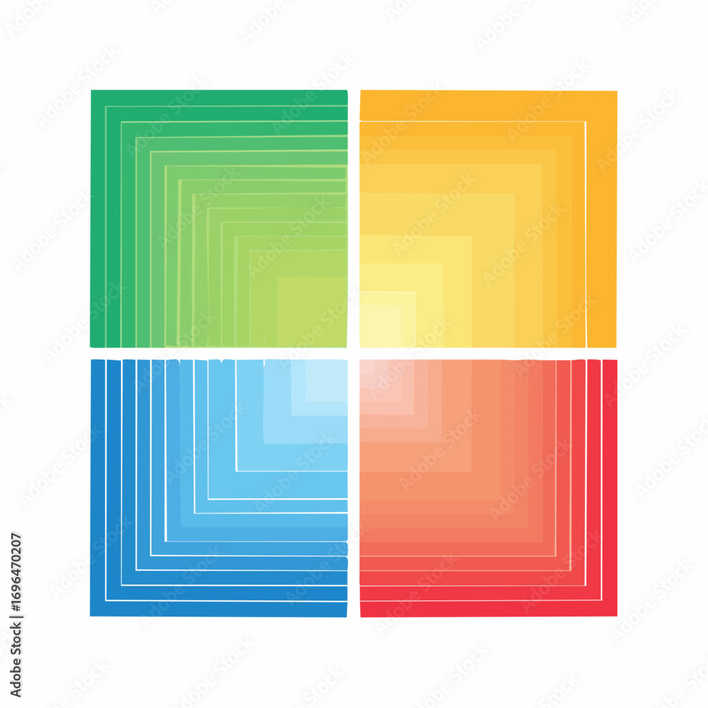 Poster four color gradient squares with white lines