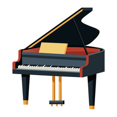 grand piano and music notes