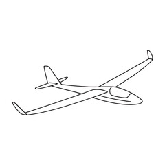 A Graceful Glider Soaring High An Artistic Depiction of Aviation in Black and White Line Art