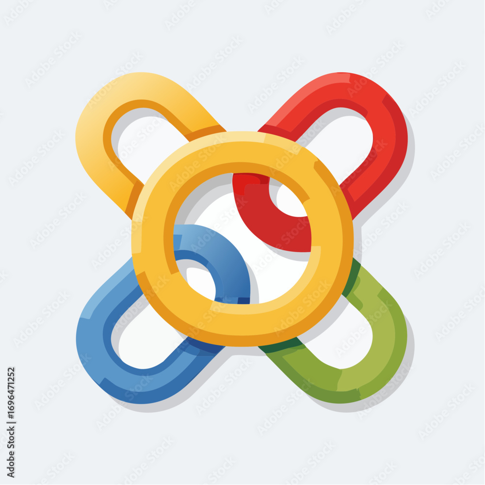 Poster interconnected colorful links on light background