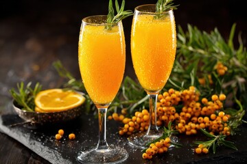 Mimosa Black. Refreshing Cocktail Drink for a Luxurious Bar Party Experience