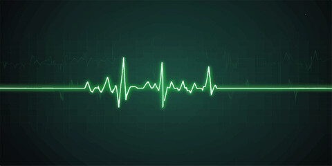 A vector illustration of a green heartbeat EKG line forming a love heart on a medical monitor