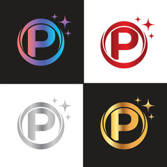 Letter P logo, P logo, AI logo set, modern and minimal design, tech-inspired, colorful icons and symbols, suitable for artificial intelligence, innovation, branding, startups, and digital identity.