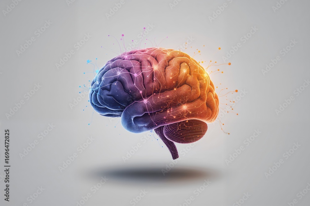 Poster brain with blank area and neural activity