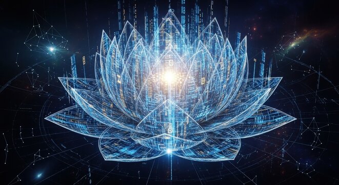Crystalline Lotus of Light and Data in the Cosmos.