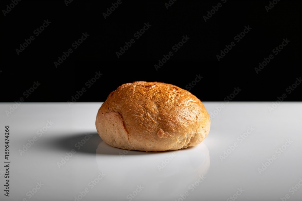 Poster isolated bread roll displayed on a dark surface