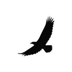 Black silhouette of a soaring eagle with wings outstretched, representing freedom, strength, and grace. Ideal for logos, wildlife art, patriotic themes, tattoos, and minimalist graphic design.