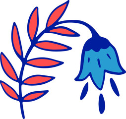 Fototapeta premium Hand-drawn Flower Element in Folk Mexican Style. Day of the Dead and Cinco de Mayo Series.