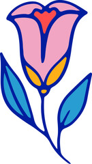 Hand-drawn Flower Element in Folk Mexican Style. Day of the Dead and Cinco de Mayo Series.