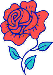 Hand-drawn Flower Element in Folk Mexican Style. Day of the Dead and Cinco de Mayo Series.