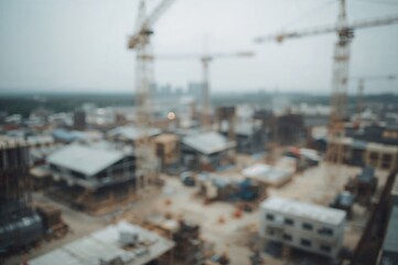 Out-of-Focus Construction Scene as Backdrop