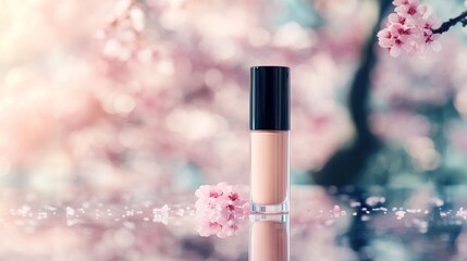 Blush foundation bottle in spring blossoms