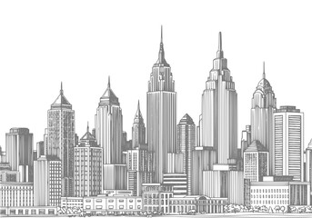 Fototapeta premium New York City Skyline Sketch
