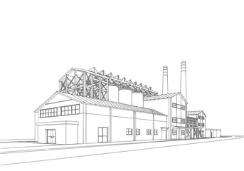 Obraz premium Factory Outline Drawing