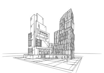 Modern Urban Architecture Sketch
