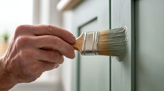 Home renovation project with hand painting furniture for fresh interior