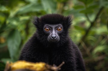 Obraz premium Eulemur macaco species spotted in its natural habitat