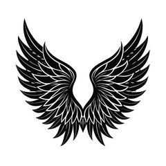 Fototapeta premium Black Winged Symbol on White Isolated Background wings