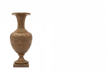 Antique metal urn displayed against a plain white backdrop. Decorative item with cut-out outline