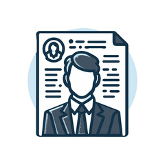 Professional resume with a business portrait background