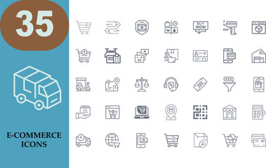 E-Commerce Icons Collection: Shopping, Delivery, and Business Tools