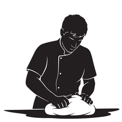 Stylized Silhouette of a Baker Kneading Dough