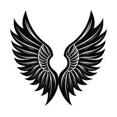 Elegant Black Wings with Feather Outlines Keywords: wings, angel wings, black wings, stylized