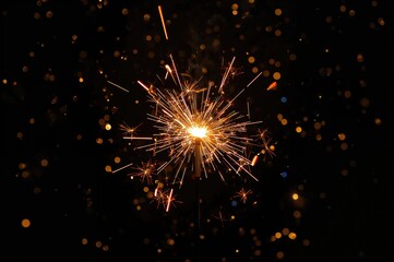 Obraz premium Glowing sparklers emitting bright sparks against a black backdrop