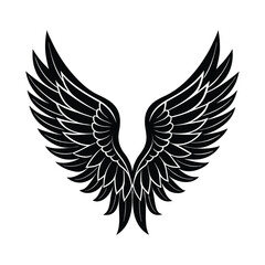 Fototapeta premium Stylized Black Wings Emblem on White Background silhouette